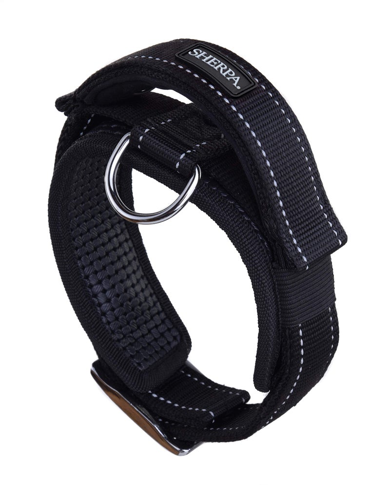 Sherpa Dog Collar, Built-in Quick Grab Handle, Padded - Black, Medium - Image 3